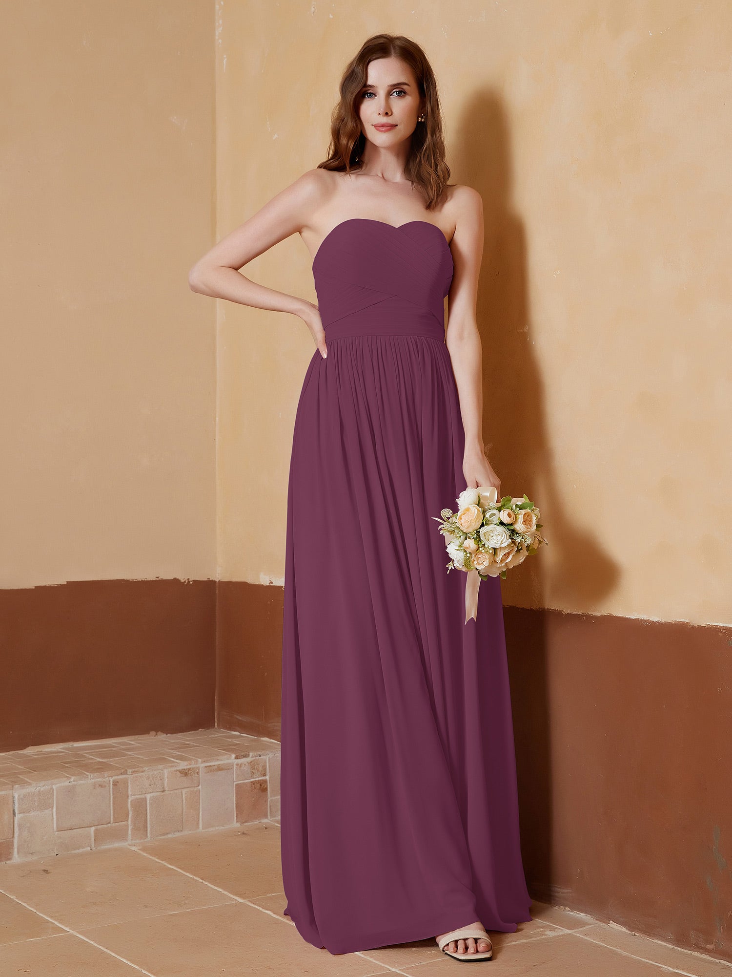 Strapless Chiffon Full Length Dresses Mulberry